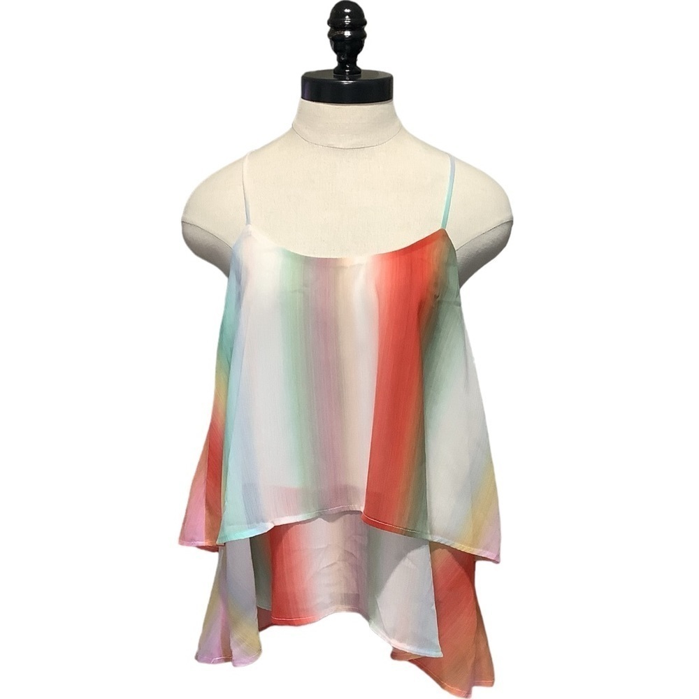 ABBELINE NWT Spaghetti Strap Multi Color Layered Top - Size M